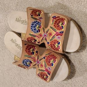 Alegria tan and floral sandals